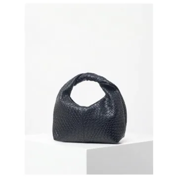 Verdusa Women's Ruched Hobo Mini Handbag Clutch Purse Dumpling Pouch Bag Woven Black One-Size