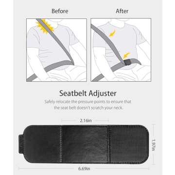 Car Seat Belt Adjuster, 4 Pack Premium PU Leather Seatbelt Clip for Vehicle Automobile Safety Comfor...