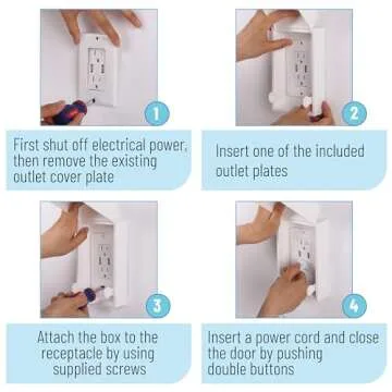 Bates - Baby Safety Outlet Cover Box, 2 Pack, Baby Proof Outlet Covers Baby Proofing, Plug Covers for Electrical Outlets, Socket Covers for Outlets, Child Proof Outlet Cover, Outlet Box Cover