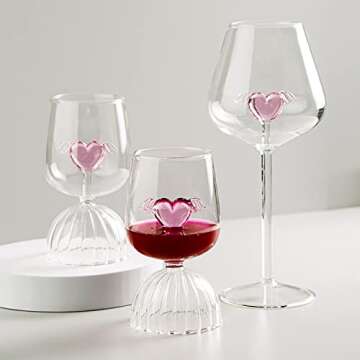Pink Love Red Wine Cup - Romantic Heart Shaped Goblet