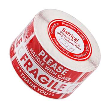 Batrical 2"x3" Fragile Stickers Shipping and Moving Labels 500 PCS/Roll 1Rolls