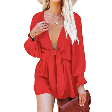 AlvaQ Women's Sexy Deep V-Neck Romper - Stylish & Comfortable Outfit