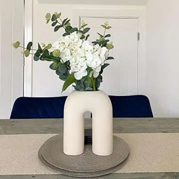 YANWE1 Large Vase, Body Vase, White Ceramic Vase, Boho Vase, Decorative Vase, Modern Farmhouse Decor, Tall Matte Vase for Living Room, Bedroom, Bookshelf, Mantel, Fireplace, Coffee Table, 10 Inches