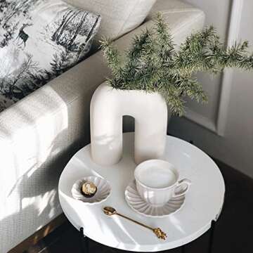 YANWE1 Large Vase, Body Vase, White Ceramic Vase, Boho Vase, Decorative Vase, Modern Farmhouse Decor, Tall Matte Vase for Living Room, Bedroom, Bookshelf, Mantel, Fireplace, Coffee Table, 10 Inches