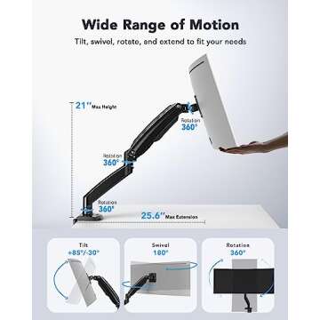 HUANUO Single Monitor Arm: Ergonomic Mount for Ultrawide Displays