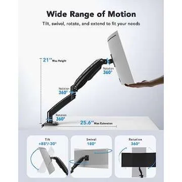 HUANUO Single Monitor Arm: Ergonomic Mount for Ultrawide Displays