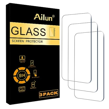 Ailun Glass Screen Protector for iPhone 15/15 Pro - 3 Pack, Tempered Glass, Case Friendly