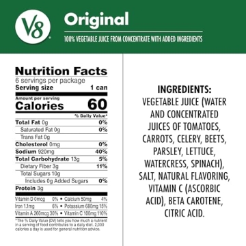 V8 Original 100% Vegetable Juice, 11.5 fl oz Can (24 Pack)