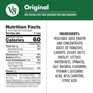 V8 Original 100% Vegetable Juice, 11.5 fl oz Can (24 Pack)
