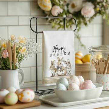 DineDia Bunny Easter Kitchen Towels Set of 2 for Spring