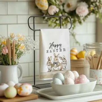 DineDia Bunny Easter Kitchen Towels Set of 2 for Spring