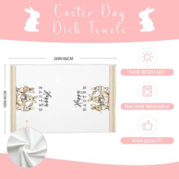 DineDia Bunny Easter Kitchen Towels Set of 2 for Spring