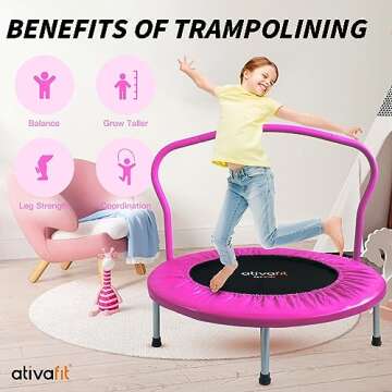 Ativafit 36'' Trampoline for Kids Foldable Mini Toddler Trampoline with Comfortable Foam Handle Play Indoor Outdoor Home Use for Boys Girls for Fun