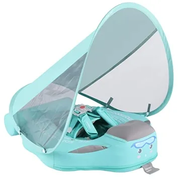 GENTEACO Mambobaby Baby Swim Float with Canopy Non-Inflatable Infant Pool Float for 3-24 Months - De...