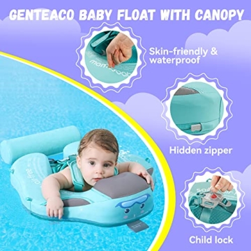 GENTEACO Baby Swim Float with Canopy - No Inflation Needed