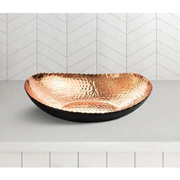 Monarch Abode 31601 Hand Hammered Metal Decorative Bowl, Modern Centerpiece Fruit Bowl for Kitchen C...
