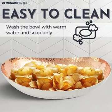 Monarch Abode 31601 Hand Hammered Metal Decorative Bowl, Modern Centerpiece Fruit Bowl for Kitchen Counter, 12.75 inch, Black and Copper Finish