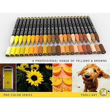 Acrylic Paint Pens Set - 22 Assorted Yellow & Brown Colors for Artists