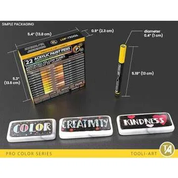 Acrylic Paint Pens Set 22 Yellow Brown Tones 0.7mm Tips