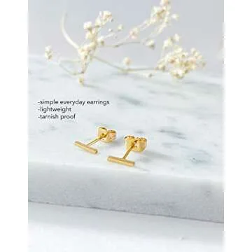 Elegant 18K Gold Plated Bar Stud Earrings for Women