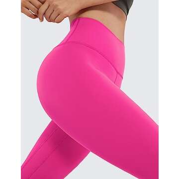 CRZ YOGA Womens Brushed Naked Feeling Workout Leggings 25" - High Waisted Gym Compression Tummy Control Yoga Pants Hibiscus Purple Large
