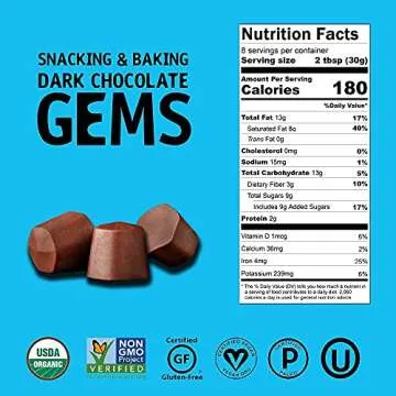 Hu Gems Chocolate Chips Vegan Snacks | 2 Pack, 9oz Each | Organic, Paleo, Dark Chocolate Baking Chips | Great for Baking & Snacking, Non GMO, Kosher Chocolate