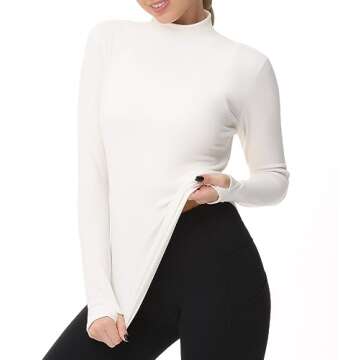 Soft Mock Turtleneck Long Sleeve Shirt for Women
