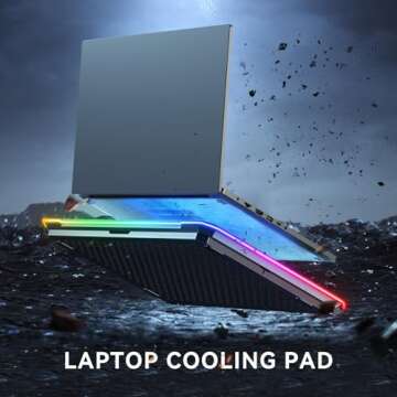 KYOLLY RGB Cooling Pad Gaming Laptop Cooler with 6 Silent Fans & Adjustable Height