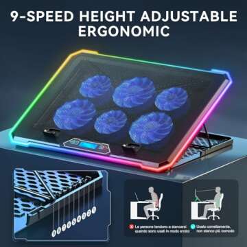 KYOLLY RGB Cooling Pad for 15.6-17.3 inch Laptops