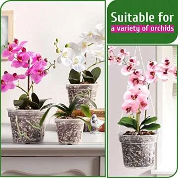 REMIAWY Orchid Pot - 9 Pack Plastic Orchid Pots with Holes, 3 Each of 4.8, 5.7 and 6.4 Inch Clear Slotted Flower Plant for Repotting, Indoor Outdoor