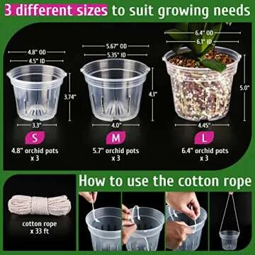 REMIAWY Orchid Pot - 9 Pack Plastic Orchid Pots with Holes, 3 Each of 4.8, 5.7 and 6.4 Inch Clear Slotted Flower Plant for Repotting, Indoor Outdoor
