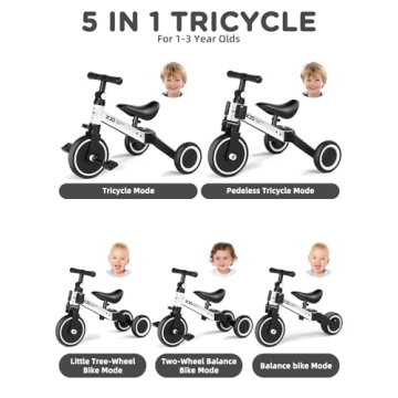 XJD 5-in-1 Adjustable Toddler Bike for Ages 1-3