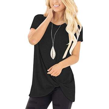 Stylish SAMPEEL Casual Twist Knot Tunics Tops for Women