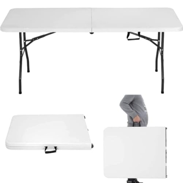 Ultra-Sturdy 6 Ft HDPE Folding Table for Indoor & Outdoor Events