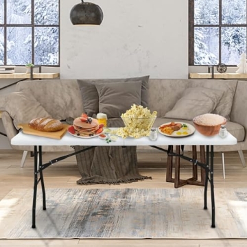 6 Ft HDPE Folding Table Indoor Outdoor Heavy Duty