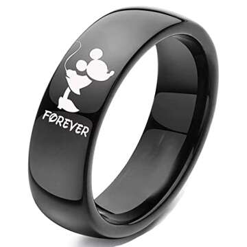 XAHH His and Hers Matching Set Couple Titanium Steel Rings Mouse Kiss Forever Together Promise Weddi...