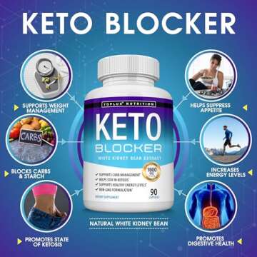 Toplux Keto Blocker Pills White Kidney Bean Extract - 1800 mg Natural Ketosis, Support Keto Diet, fo...
