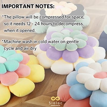 Sioloc Flower Shaped Throw Pillow, Plush Cushion for Decor