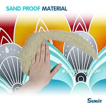 Sunlit Silky Soft 106"x81" Boho Sand Proof Beach Blanket Sand Proof Mat with Corner Pockets and Mesh Bag for Beach Party, Travel, Camping and Outdoor Music Festival, Peacock Blue Flower Mandala