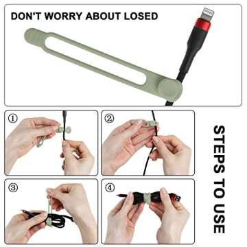 Nearockle 16Pcs Silicone Cable Straps Wire Organizer for Bundling Earphone, Phone Charger, Computer Cords, Reusable Cable Ties Cord Organizer in Home,Office,Kitchen,School(Green)