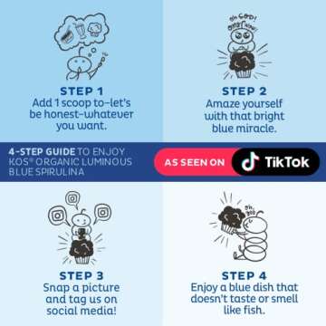 KOS Energizing Blue Spirulina Blend - USDA Certified Organic - B Vitamins, Ashwagandha, Ginseng, Adaptogens, Biotin - Vegan Pre Workout Powder - Caffeinated, Berry Flavored, 28 Servings