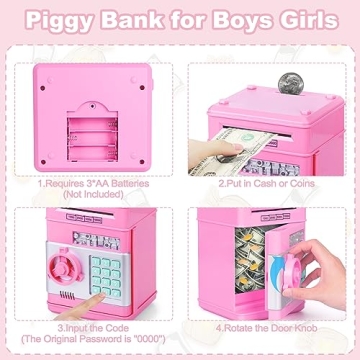 Refasy Digital Piggy Bank - Secure Money Saving Toy for Kids