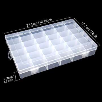 KLOUD City Clear Plastic Jewelry Box Organizer Storage Container with Adjustable Dividers (36 Grids)