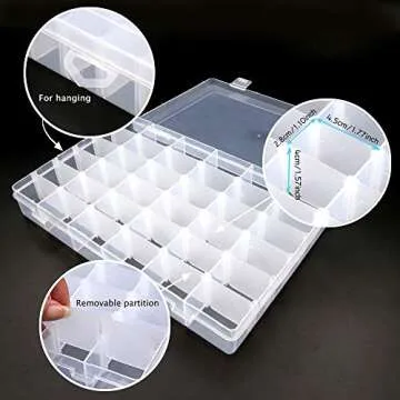 KLOUD City Clear Plastic Jewelry Box Organizer with 36 Grids