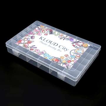 KLOUD City Clear Plastic Jewelry Box Organizer Storage Container with Adjustable Dividers (36 Grids)