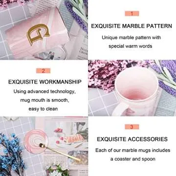 Letter G Personalized Initial Mug, Letter G Personalized Marble Coffee Mug, Letter Coffee Mugs for Women, Bridal Shower Gifts, Man and Women's Initials Gifts Mug 14 Ounce Pink with Gift Box