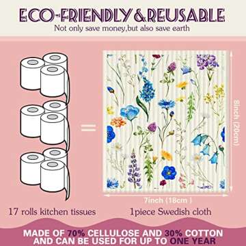 CHENGU Swedish Kitchen Dishcloths, 6 Pcs Absorbent Dish Towels, Reusable Sponge Cleaning Dish Cloths...