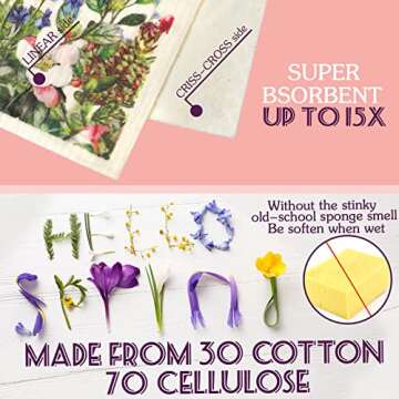 CHENGU Swedish Kitchen Dishcloths, 6 Pcs Absorbent Dish Towels, Reusable Sponge Cleaning Dish Cloths, Fast Drying, Washable Decorative Tea Towels, No Odor, Bar Hand Towel (Wildflower)