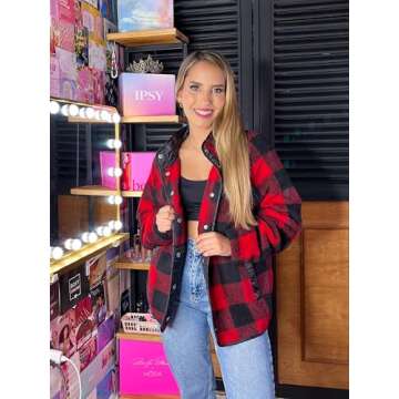 Zeagoo Women's Cozy Fleece Jacket Stylish Aztec Print