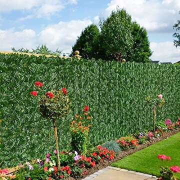 DearHouse Artificial Ivy Privacy Fence Wall Screen, 39.3x236.2inch Artificial Hedges Fence and Faux ...